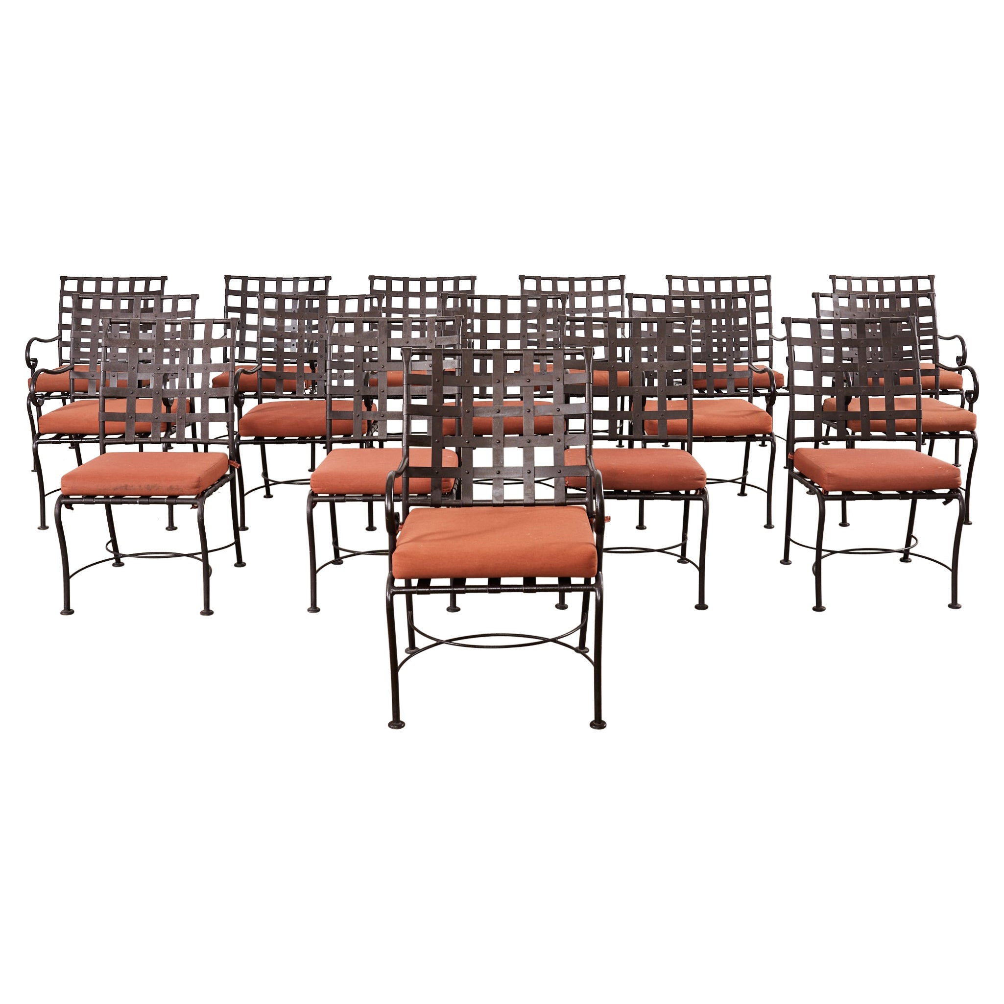 Set of Sixteen Brown Jordan Florentine Style Garden Dining Chairs  For Sale