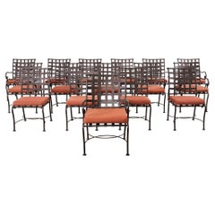 Set of Sixteen Brown Jordan Florentine Style Garden Dining Chairs 