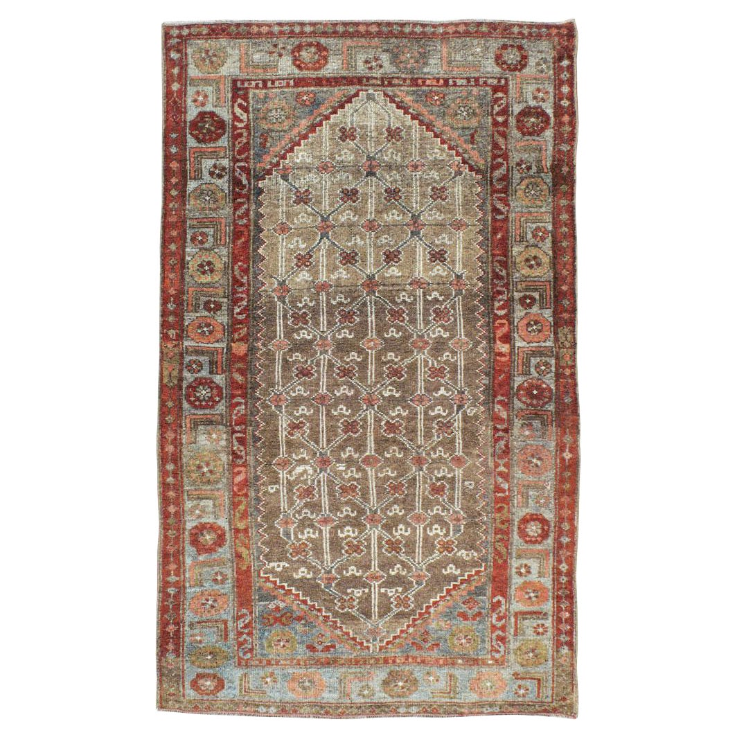Early 20th Century Handmade Persian Camelhair Throw rug For Sale