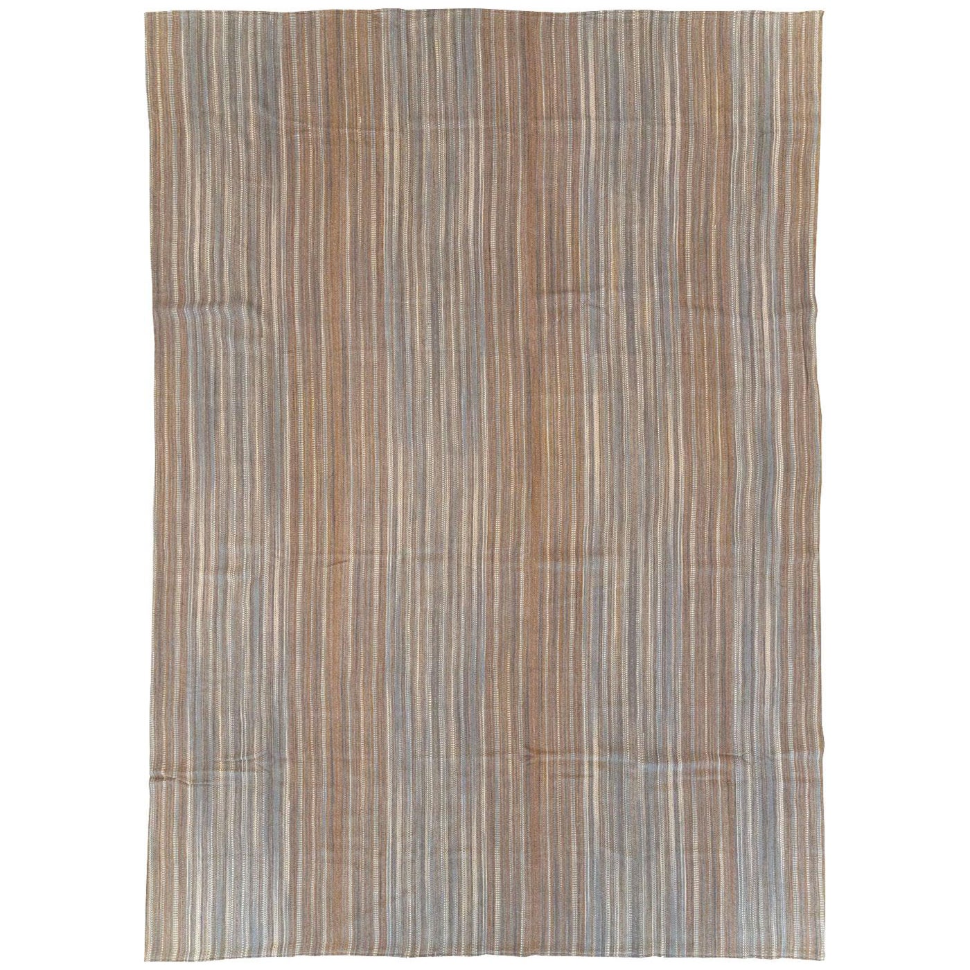21st Century Modern Rustic Handmade Turkish Flatweave Room Size Carpet For Sale