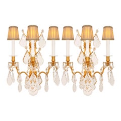 Coppia di lampade francesi del XIX secolo St. Louis Crystal con ormolu e cristallo di rocca