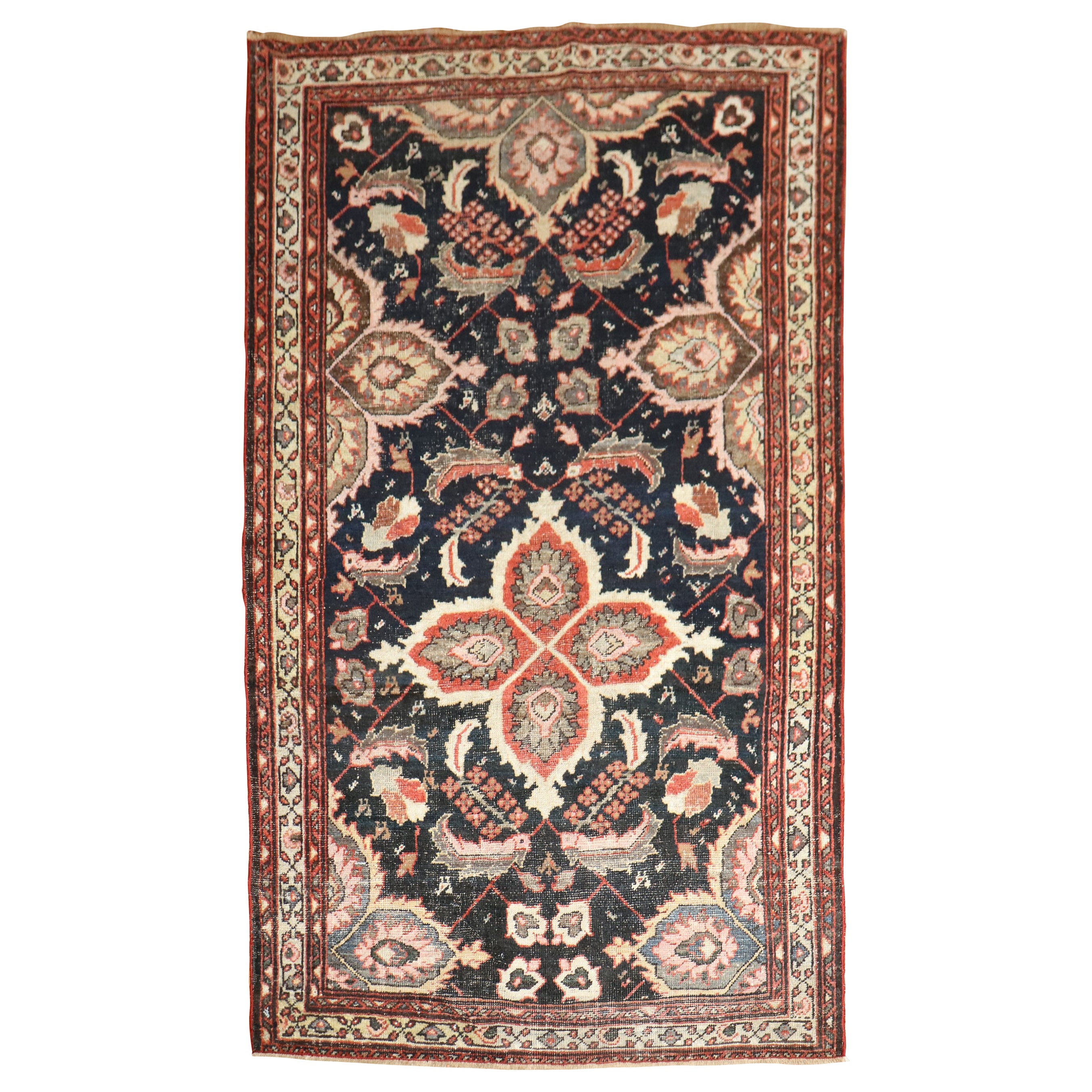 Zabihi Collection  Masculine Antique Persian Mahal Accent Rug For Sale
