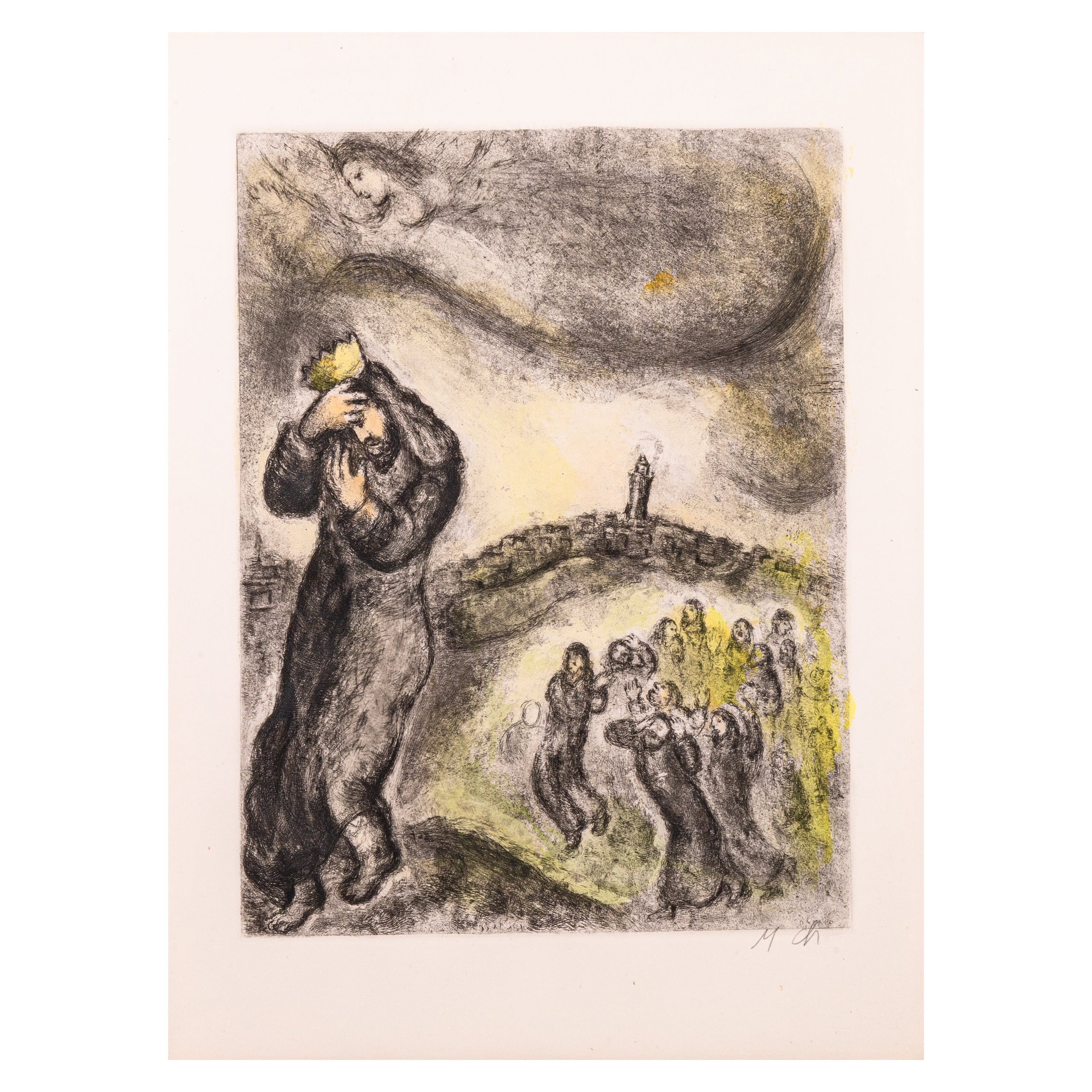 Marc Chagall David Collins La Colline des Oliviers (pl. 71) Gravure signée en vente
