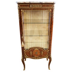 Antique 19th Century Louis XV Marble Top Kingwood Vitrine Attributed to Paul Sormani