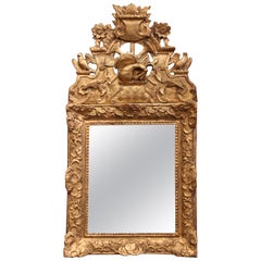 Used 18th Century French Louis XV Carved Giltwood Wall Mirror from Provence