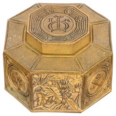 Tiffany Studios New York Lesezeichen Muster Bronze Doré Tintenfass