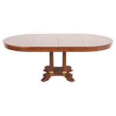 Used Neoclassical or Empire Cherry Wood Pedestal Dining Table, Newly Refinished