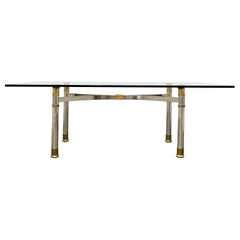 Vintage Mid Century Chrome and Brass Dining Table Jansen Style