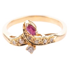 18Kt Gold Marquise Ruby & Diamond Ring