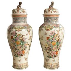 Samson Porcelain Vases and Covers, Late 19th Century Exceptional Size