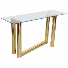 Abstract Brass Karl Springer Console Table, 1970s, USA