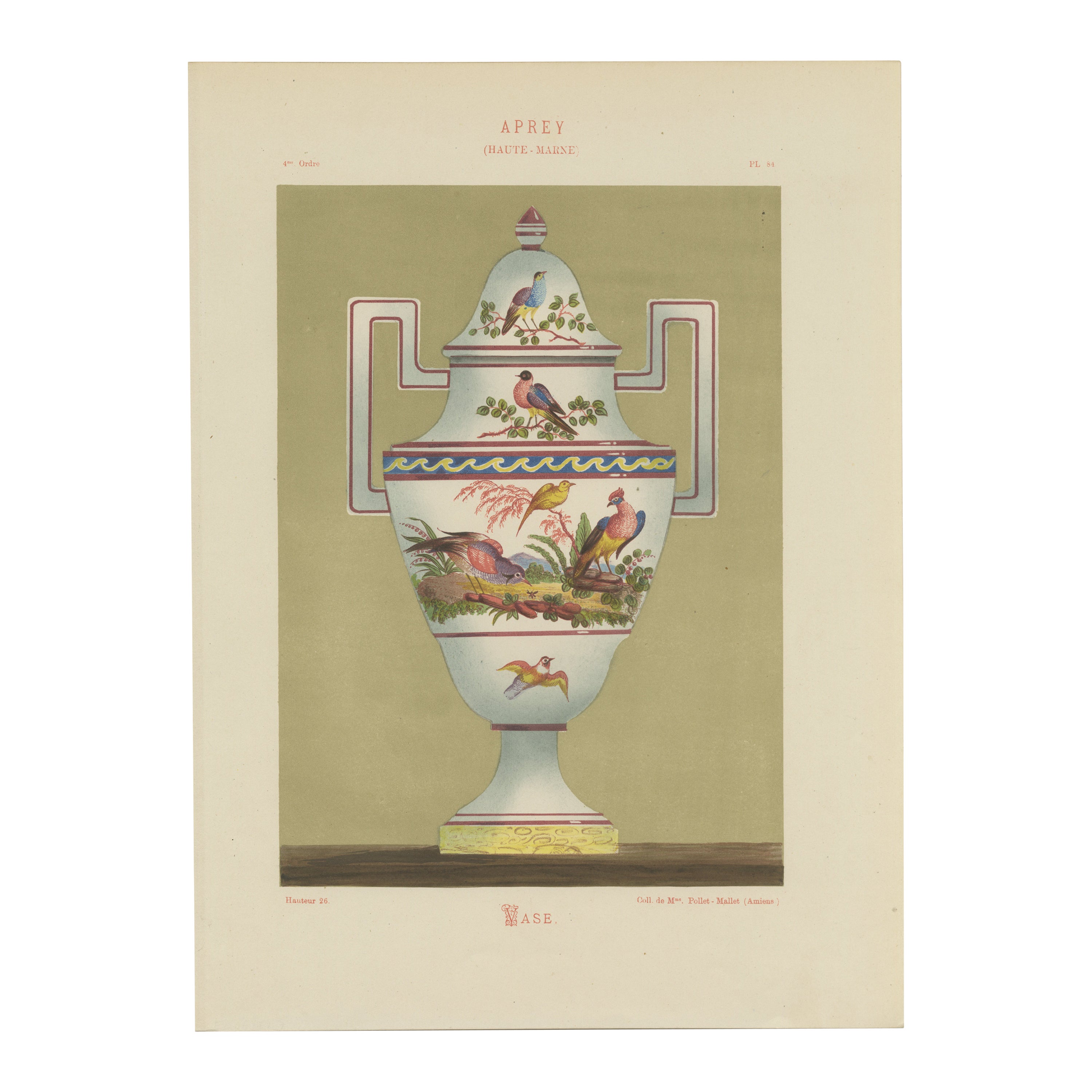 Aprey Aviary: Ceramic Vase Chromolithograph - Plate 54, 1874