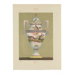 Antique Aprey Aviary: Ceramic Vase Chromolithograph - Plate 54, 1874