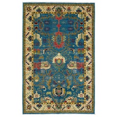 Allover Modern Serapi Style Handmade Wool Rug In Blue Color