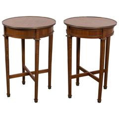 Pair of Round Marquetry Gueridons 5