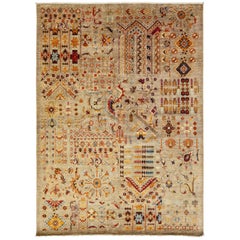 Tapis en laine à motifs multicolores de style Bidjar transitionnel, de couleur Brown