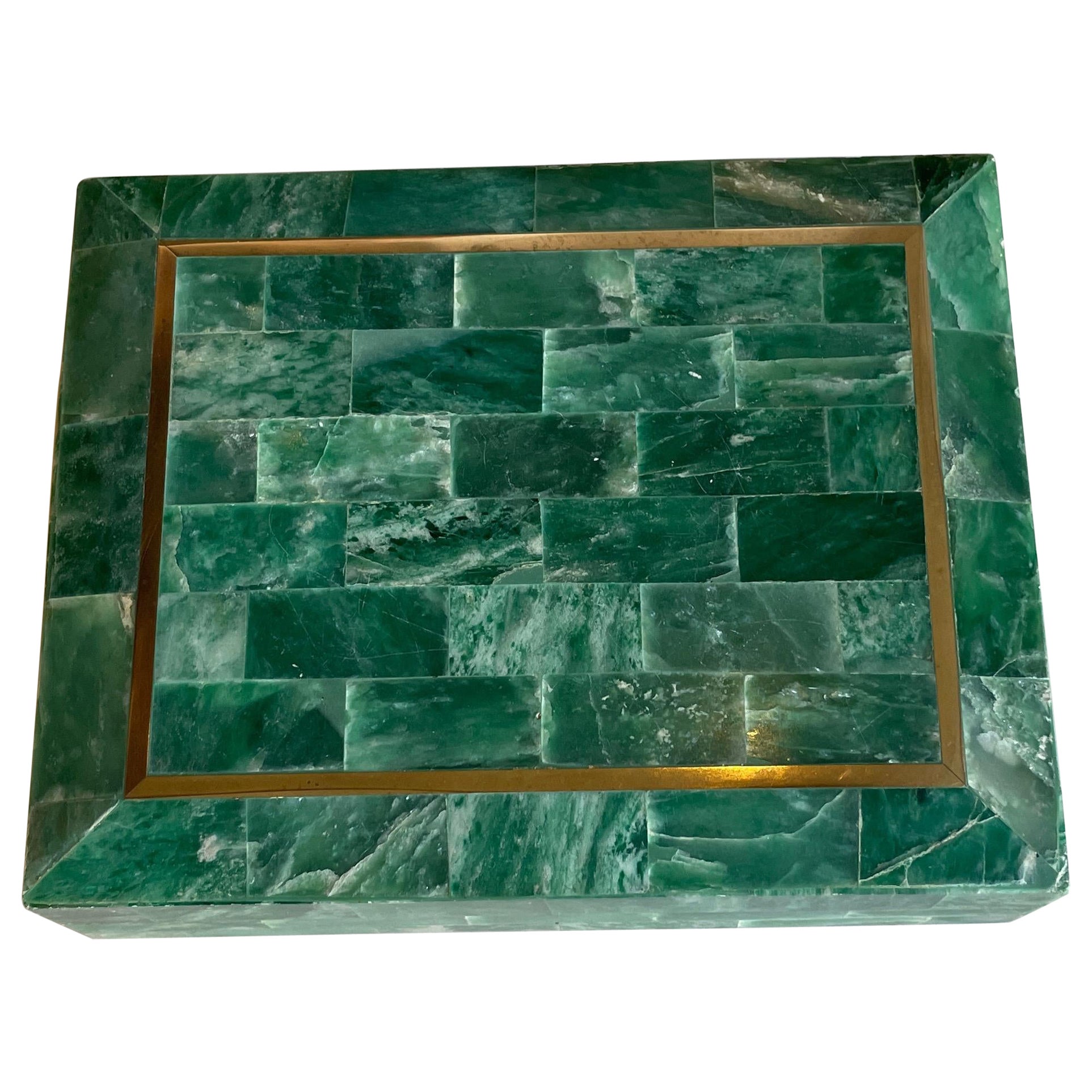 Tessellated malachite box For Sale