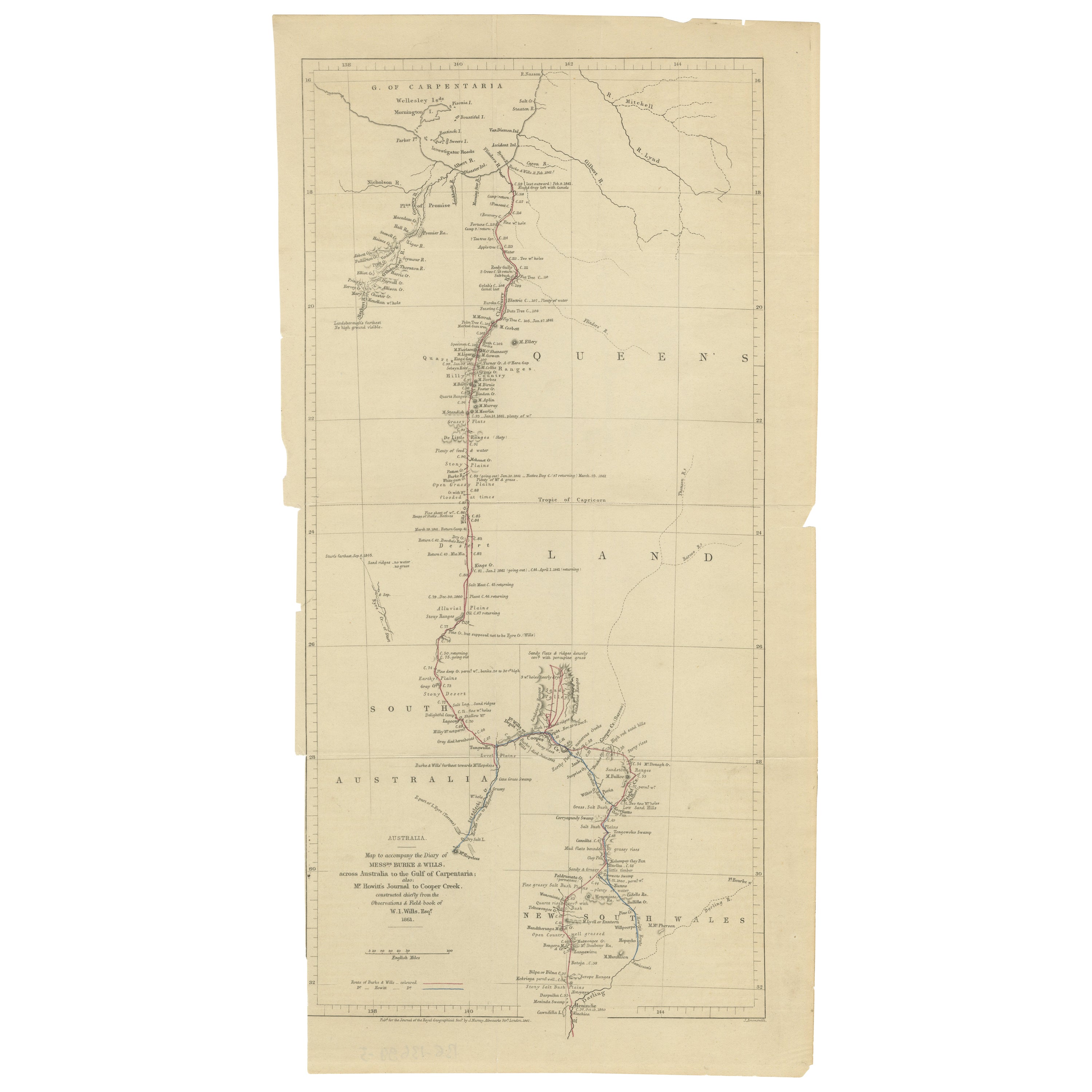 The Fateful Track of The Burke and Wills Expedition in Australia's Outback, 1862 For Sale