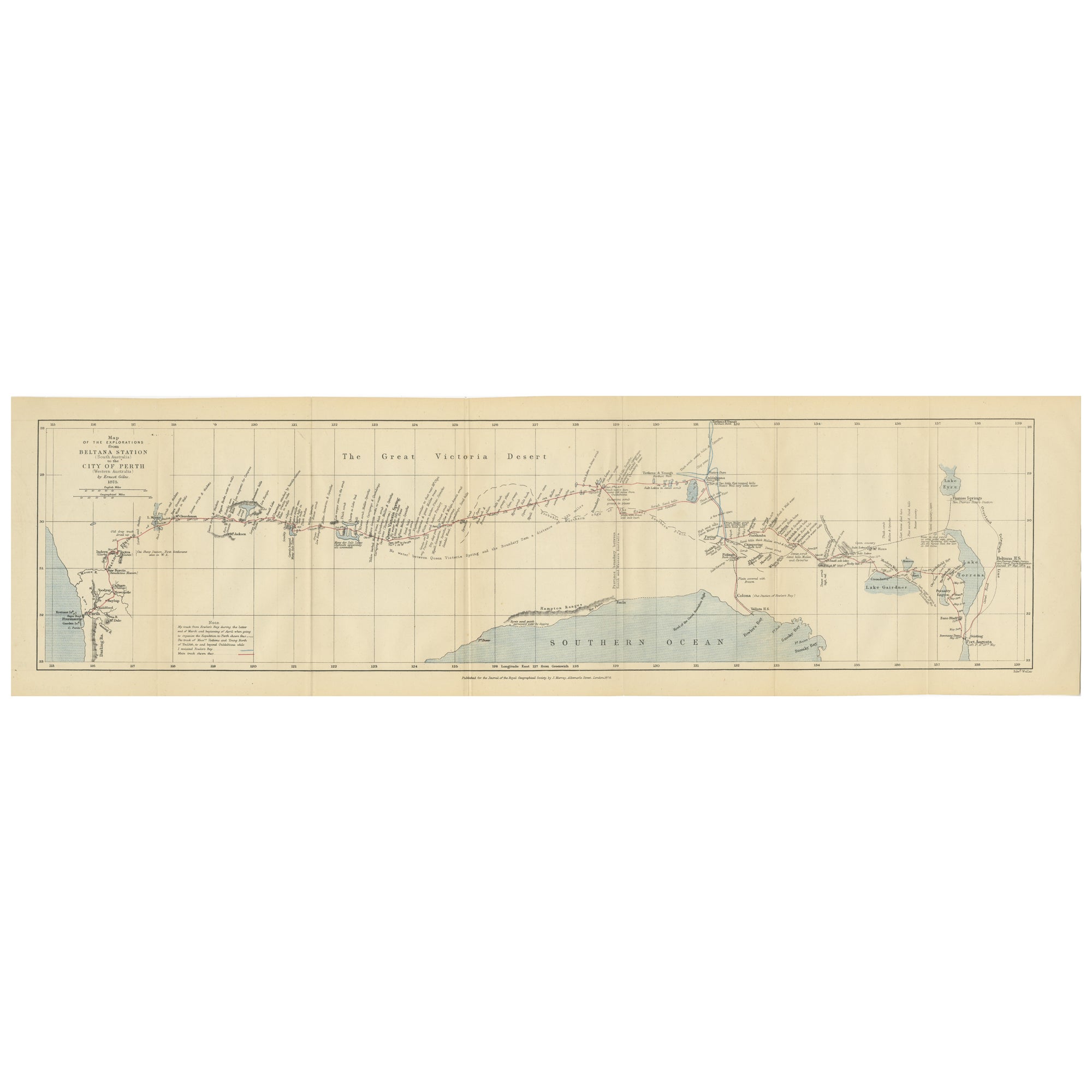 The 4000km Exploration of Ernest Giles from Beltena to Perth, Australia in 1875 For Sale