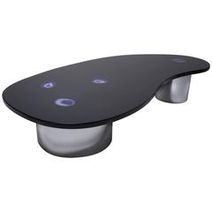 Coffee Table by Frederic DAD in Black Lacquer and Agathe Stone