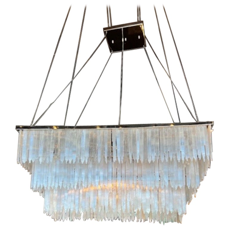 Rectangular sellenite quartz chandelier modern  For Sale