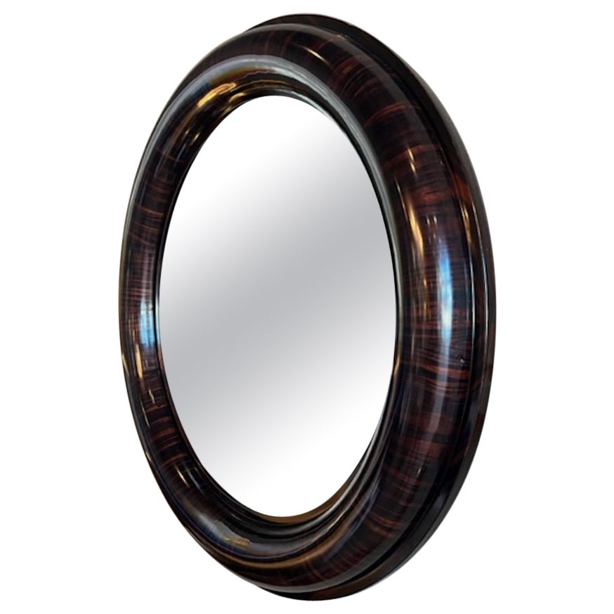 Macassar ebony round beveled mirror