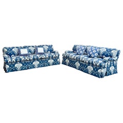 Custom Traditional English Rolled Arm Coastal Chic Three Seat Sofas