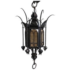 Antique 19th Century Spanish Gothic Style Wrought Iron Portico Lantern.