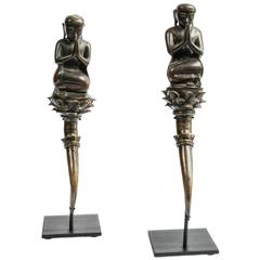 Pair of Early 20th Century Burmese Bronze Monks