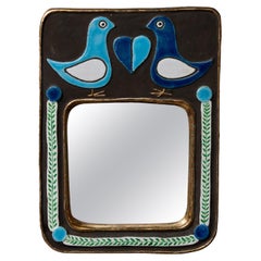 Mithe Espelt Blue Mirror with Birds Decors
