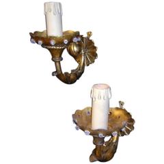 Gilt Metal Single Light Sconces 4