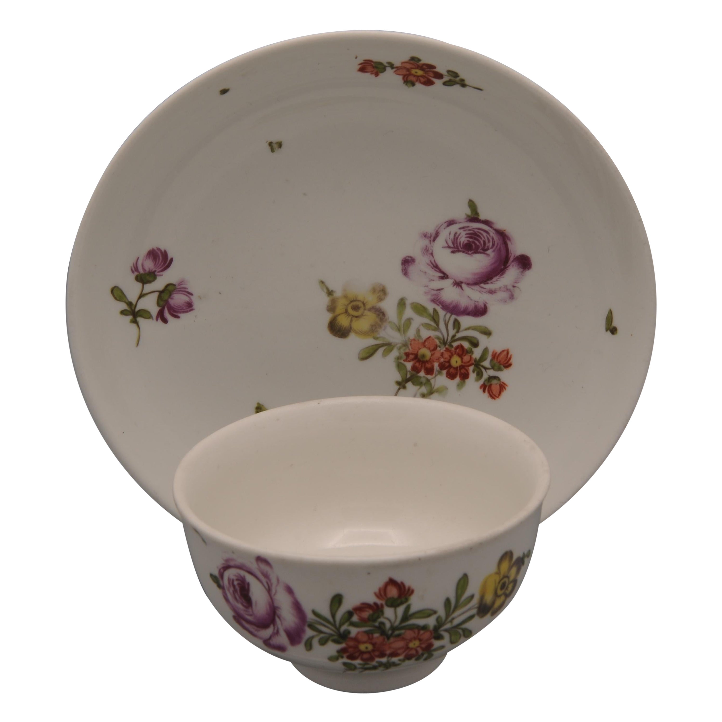 Porcelaine de Vienne - Tasse et soucoupe rococo, fin du 18e siècle en vente