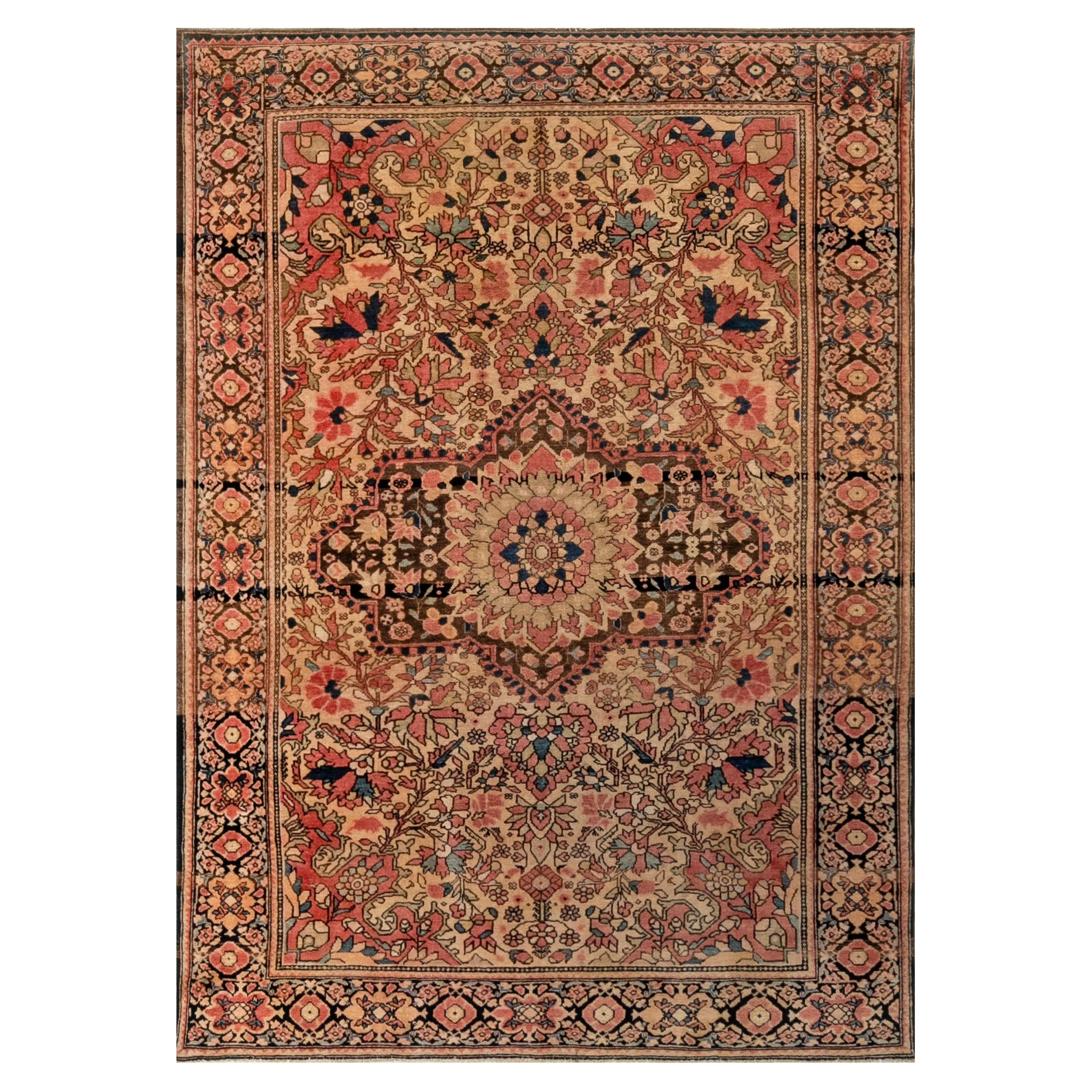 Antique Persian Tabriz Handmade Wool Rug For Sale