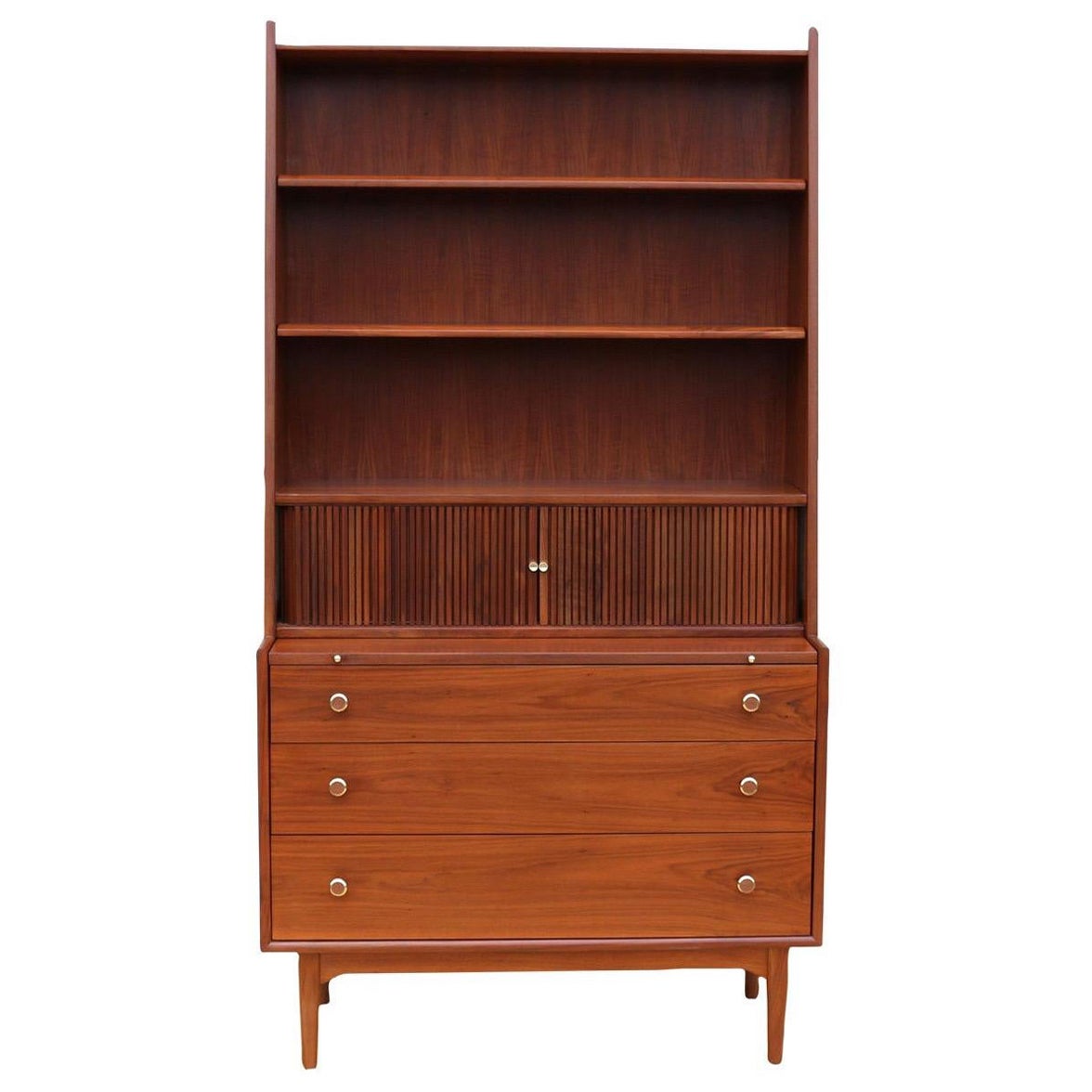 Mid Century Modern Kipp Stewart for Drexel Secretary Desk Hutch With Bookcase For Sale