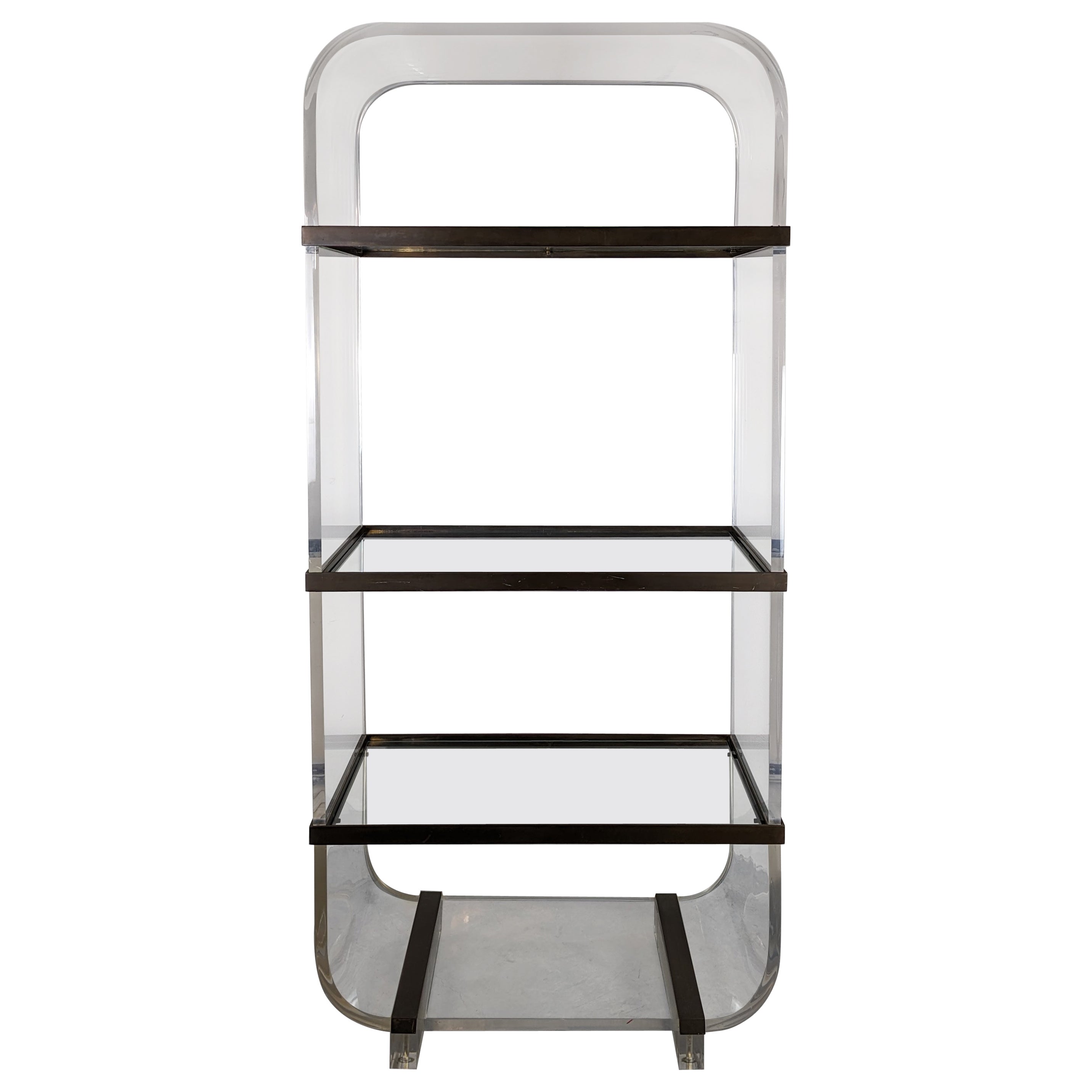 Etagere a "cascata" in acciaio e lucite Attribuito a Charles Hollis Jones, anni '70 ca.