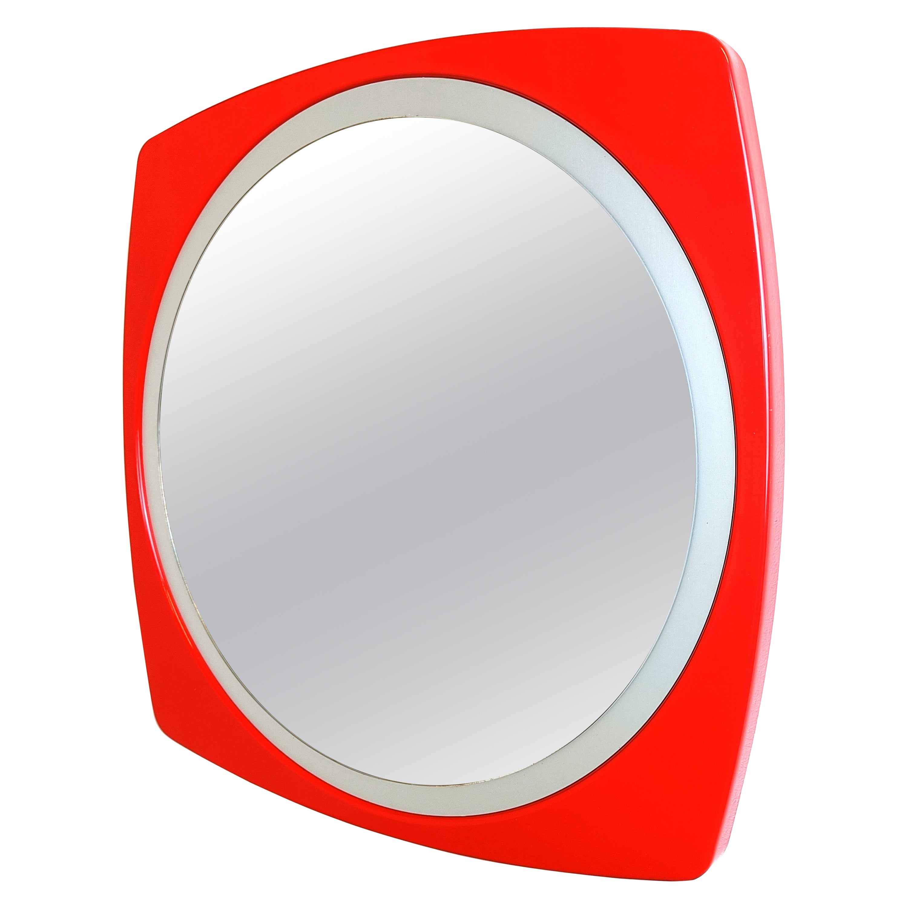 Vintage red space age mirror, 1970s