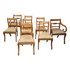Antique 8 Regency Dining Chairs 
Tiger Maple, and birdseye maple 