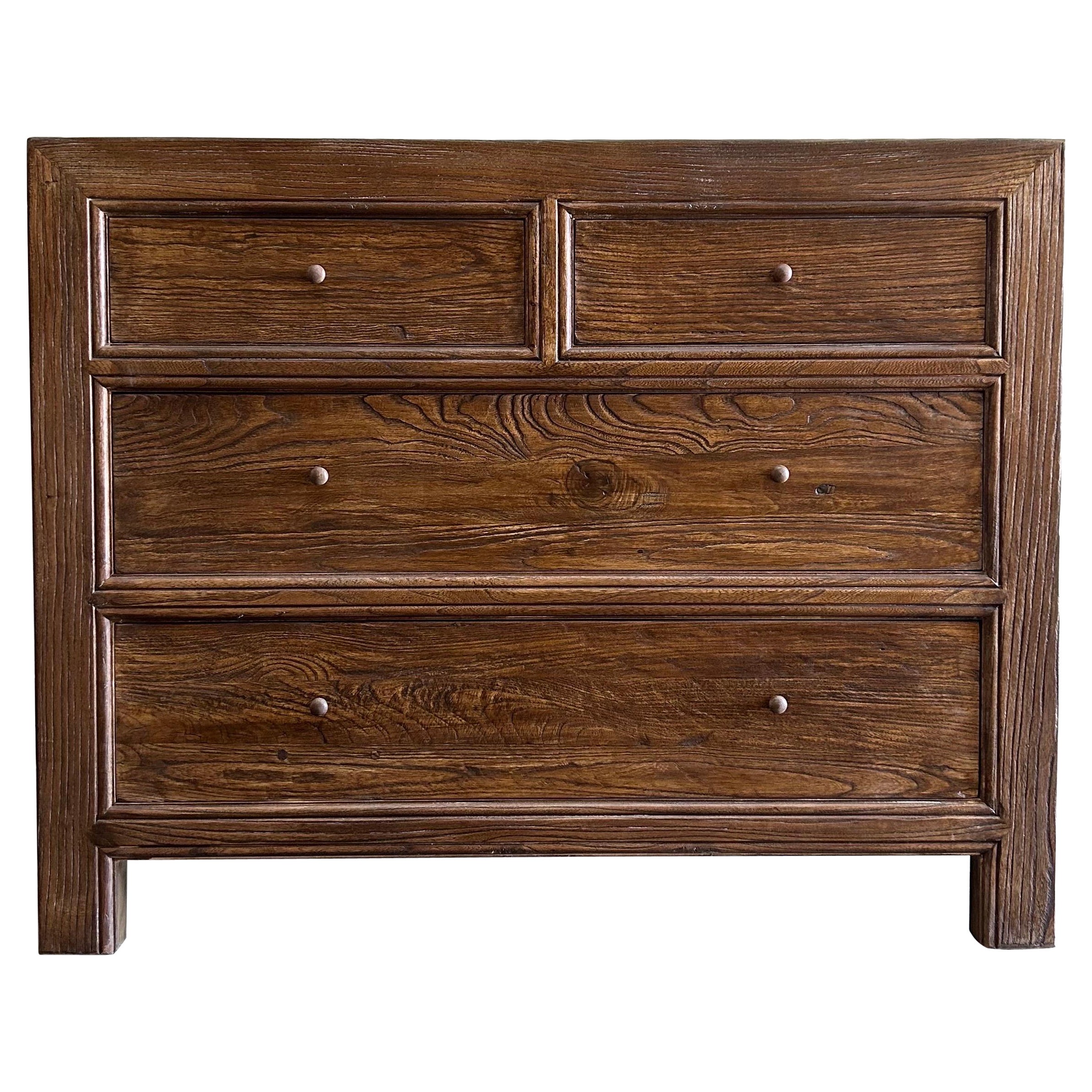 Custom Reclaimed Elm Wood Chest of Drawers Walnut Finish