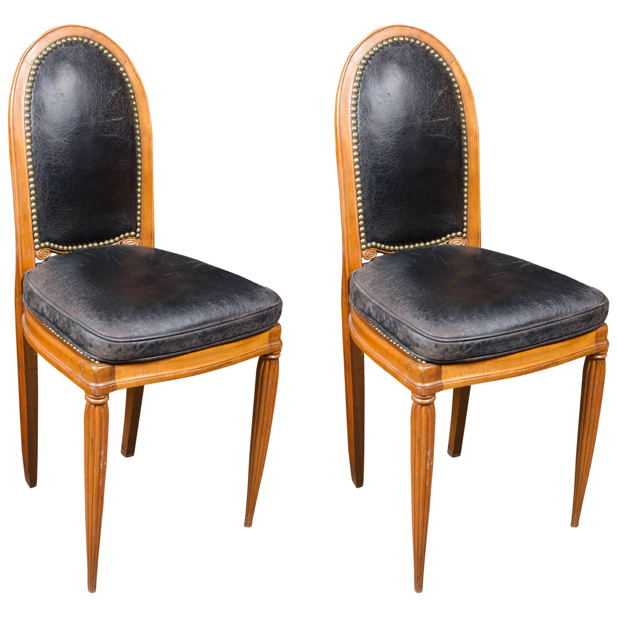 Elegant Pair of Side Chairs in the Style of Paul Follot