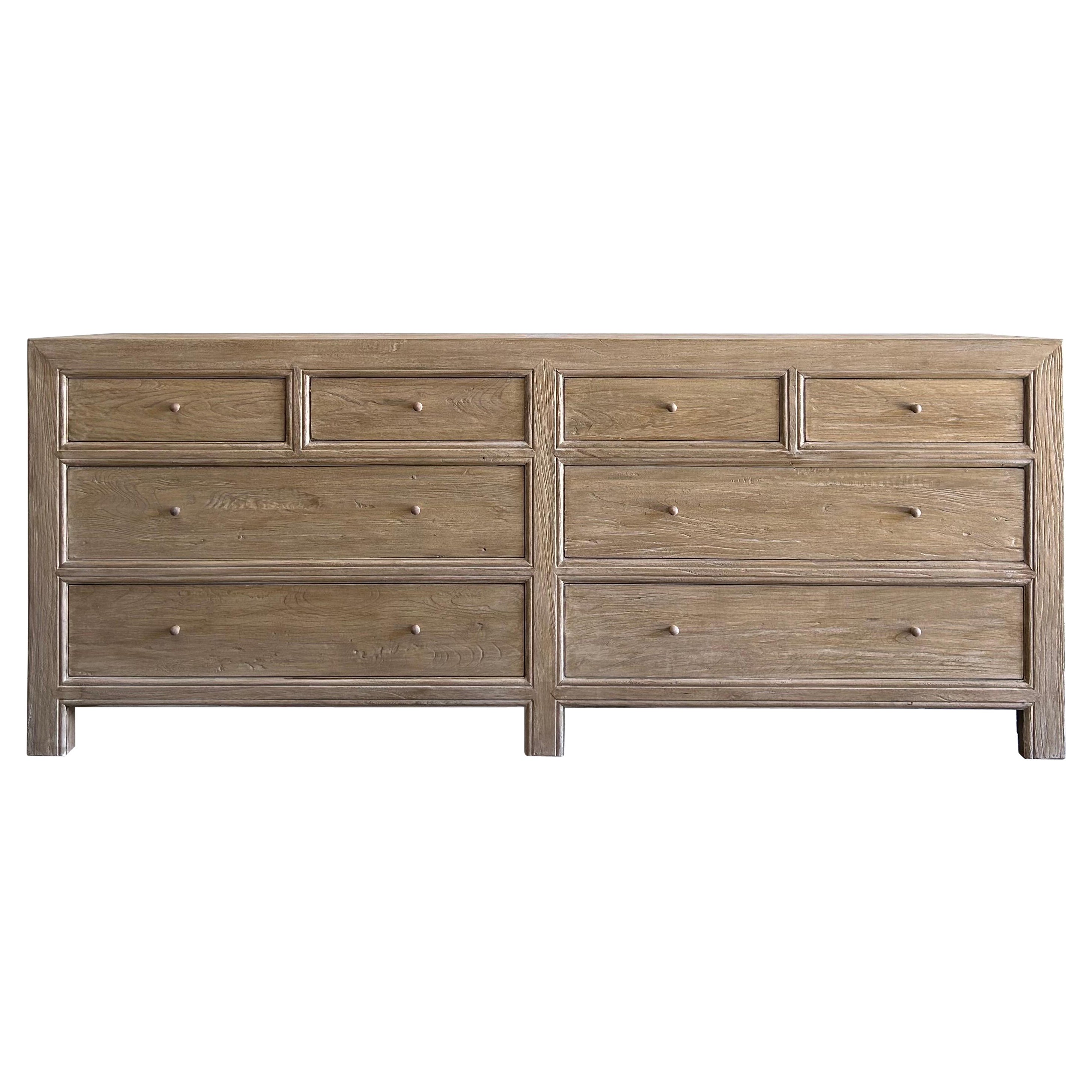 Custom Reclaimed Elm Wood Dresser in Natural Finish For Sale