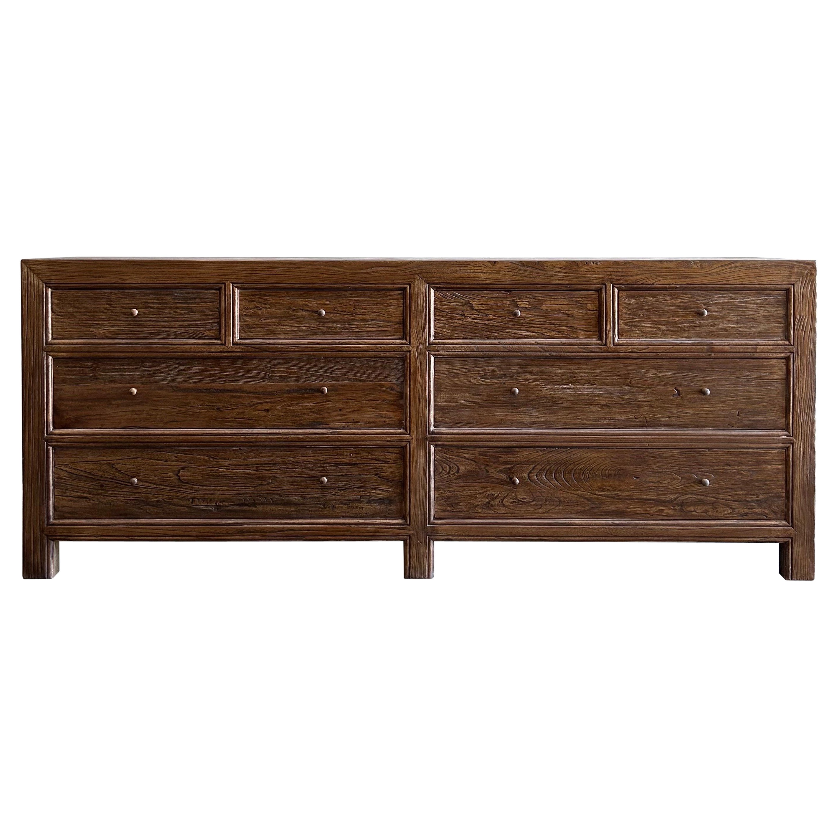 Custom Reclaimed Elm Wood Dresser in Walnut Finish