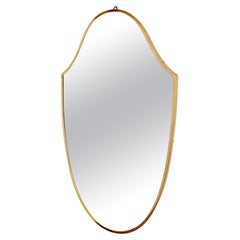 1950s Large Shield Shape Italian Brass Mirror