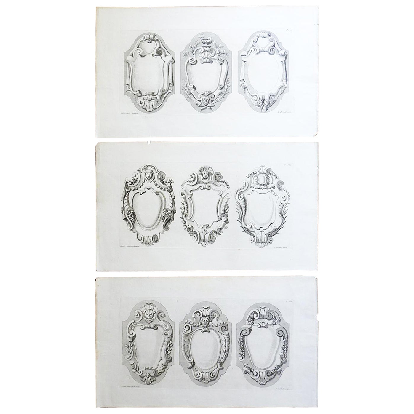 Antique 1728 James Gibbs Architectural Ornament Engravings - Set of 3 For Sale