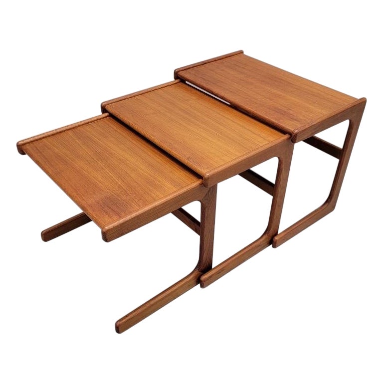 Mid Century Modern Danish Teak Nesting Tables by Salin Nyborg Møbler - Set of 3 For Sale