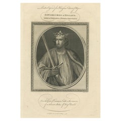 1787 Engraved Portrait of King Edward I - Hammer of the Scots