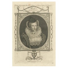 1784 Engraved Elegance of Mary, Queen of Scots - Tragic Monarch