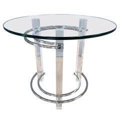Charles Hollis Jones Lucite and Chrome Circular Side Table or End Table, 1970s