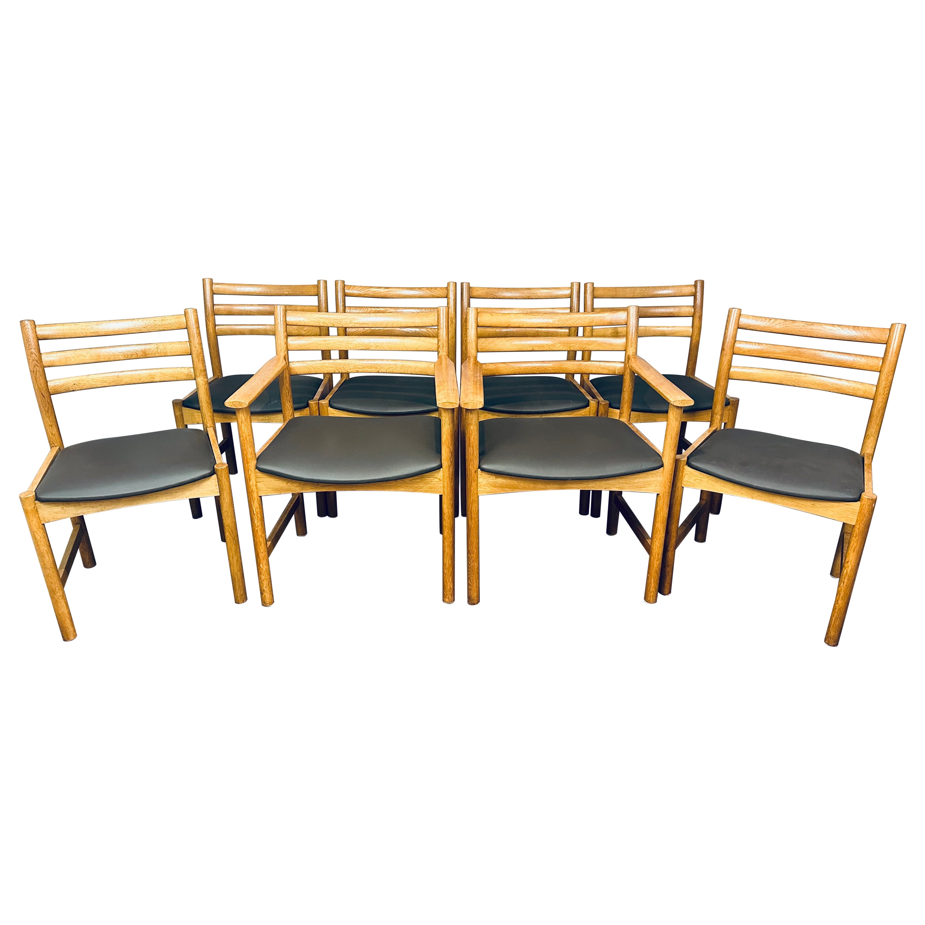 Juego de 8 sillas de comedor danesas de roble de los años 60 Poul Volther para Sorø Stolefabrik