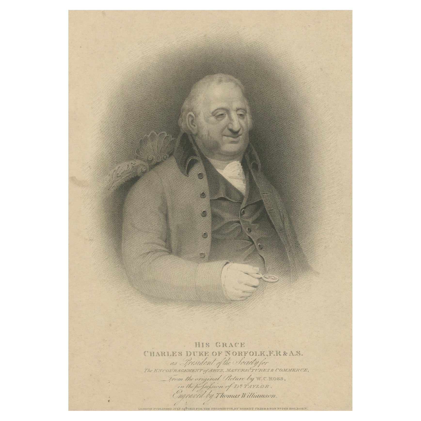1813 Portrait of Charles Howard, Advocate of Arts & Commerce For Sale