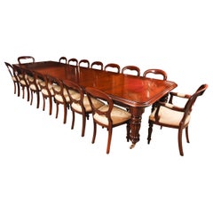 Vintage 14ft Flame Mahogany Dining Table & 16 Balloon Back Chairs 20th C